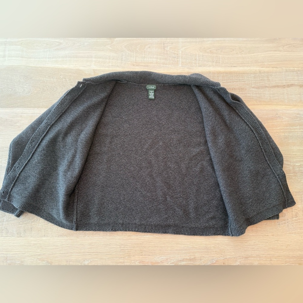 L.L. Bean Women's Dark Charcoal Button-Up Collar Cardigan - Picture 5 of 12